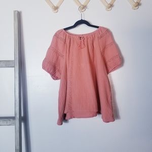 NWT WONDER NATION GIRLS XXL 18 ORANGISH PINKISH COLOR BOHO BLOUSE